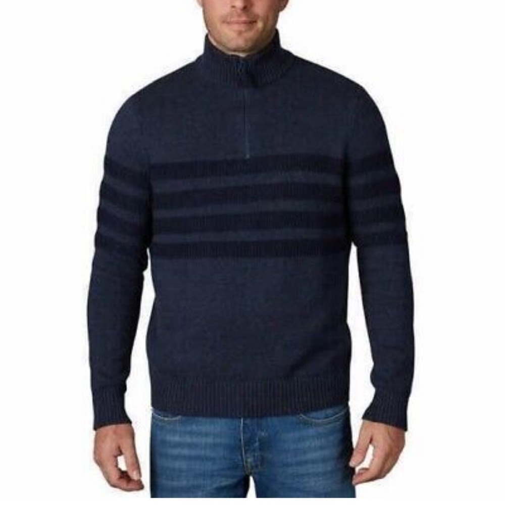 Tahari Mens Quarter Zip Sweater COLOR:Indigo Heather SIZE:M NWT